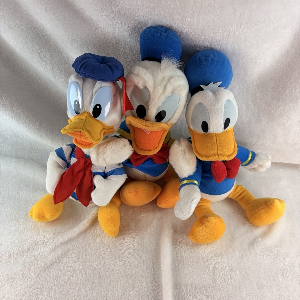 Vintage 90s Disney Donald Duck Plush Lot of 3 Sailor Suit Stuffed Animals 11"